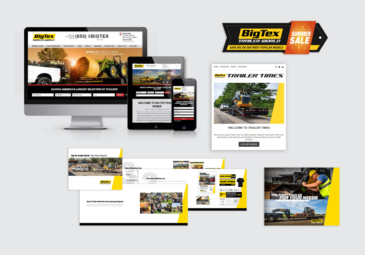 Web Collection of Big Tex Trailer World magazines, webpages, and ads
